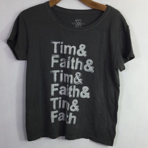 Lucky Brand Womens World Tour Soul 2 Soul Tim Mcgraw Faith Hill Tee Shirt Gray M - Picture 12 of 12